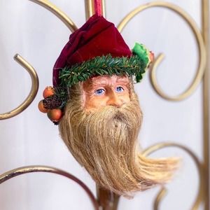 Intricate German Style Santa Ornament Antique Hand Painted Collector Gift